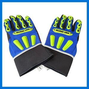 West Chester ProS Oil Rig Work Gloves XXL Blue Lime Impact Protection 86712B NEW